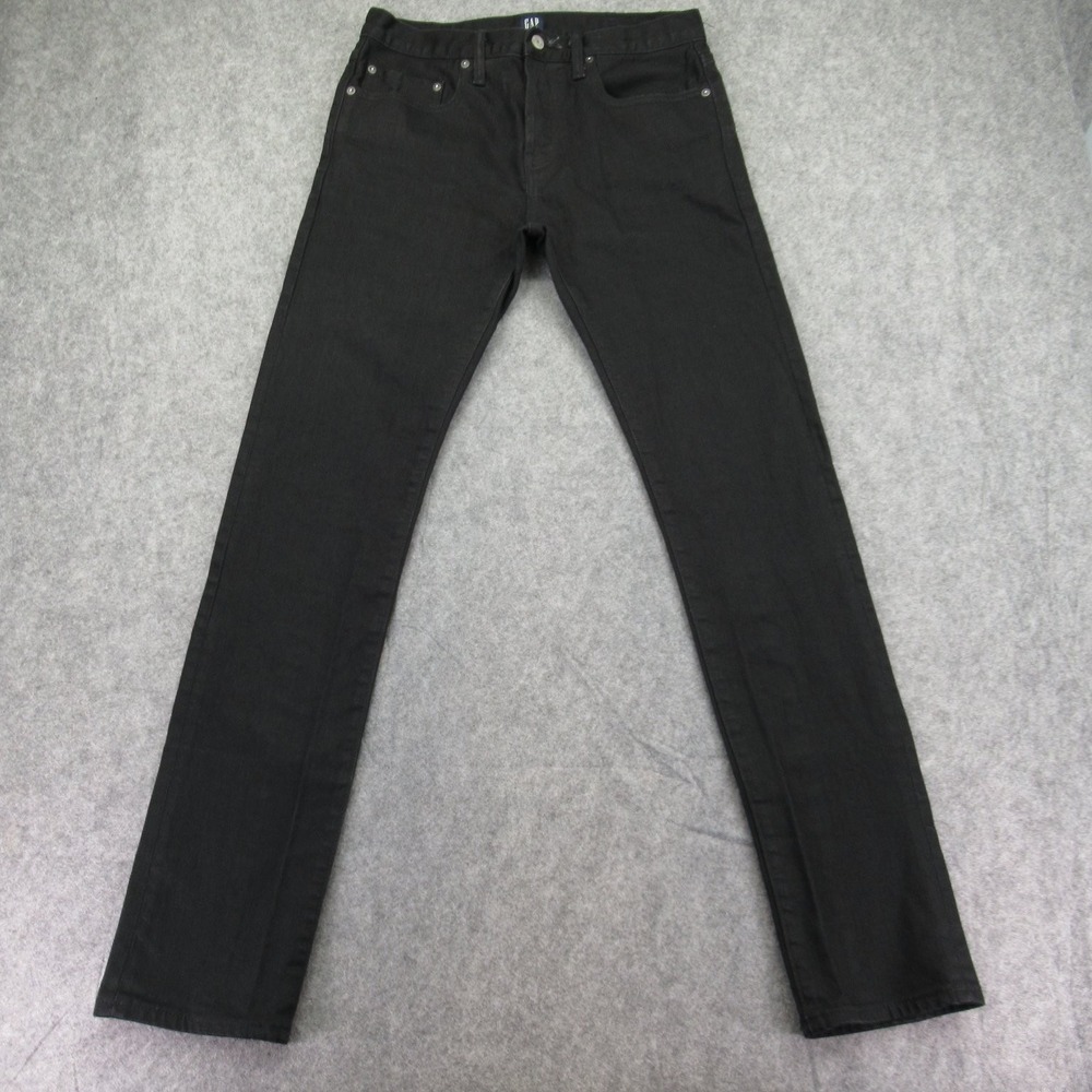 GAP Denim Men's Black Slim Jeans 31x32 Cotton Stretch‎ Button Fly